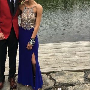 Prom dress. Open leg royal blue
